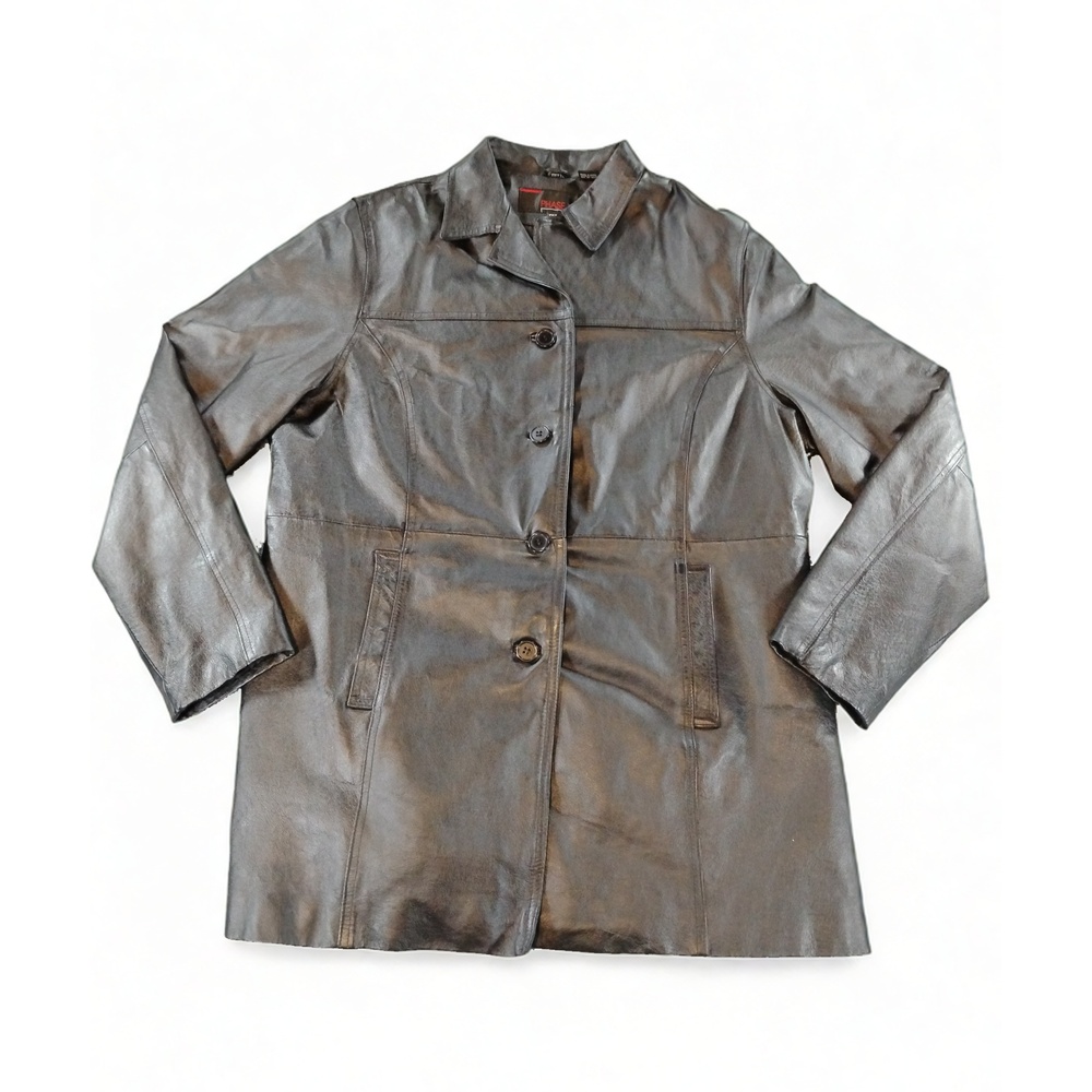 Phase Two Leather Coat Mens XXLT Button Front Workwear Rugged Warm Casual Jacket